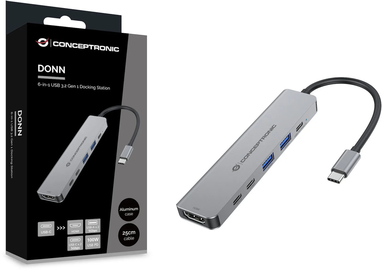 20251010162900_7226ee18 Conceptronic USB-C Docking Station με HDMI 4K PD Γκρι (DONN33G) - Image 1