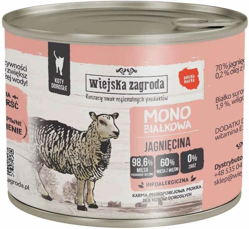 20251013122537_wiejska_zagroda_ygri_trofi_gia_enilikes_gates_me_arni_200gr Wiejska Zagroda Υγρή Τροφή για Ενήλικες Γάτες σε Κονσέρβα με Αρνί 200gr - Image 1