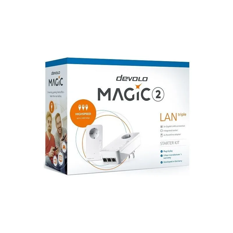 20251013170911_13796f92 Devolo Magic 2 LAN Triple (8510) Powerline Διπλού Kit για Ενσύρματη Σύνδεση με Passthrough Πρίζα και 3 Θύρες Gigabit Ethernet - Image 1