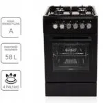 MPM MPM-56-KGM-12B Κουζίνα 58lt με Εστίες Υγραερίου Π50εκ. Μαύρη