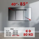 Maclean Energy MC-123 Βάση Τηλεόρασης Τοίχου έως 85" και 80kg