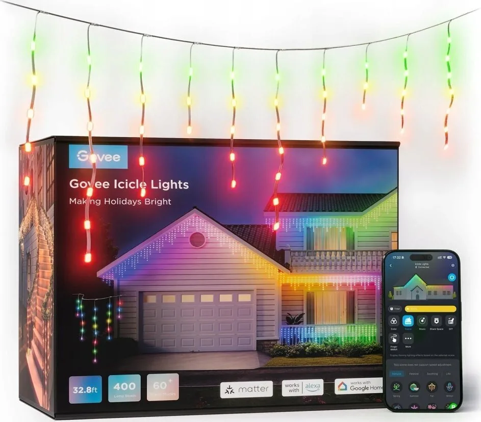 Govee Icicle Lights Στεγανή Smart Γιρλάντα Φωτισμού LED IP65 10m RGB H70D13D1 - Image 1