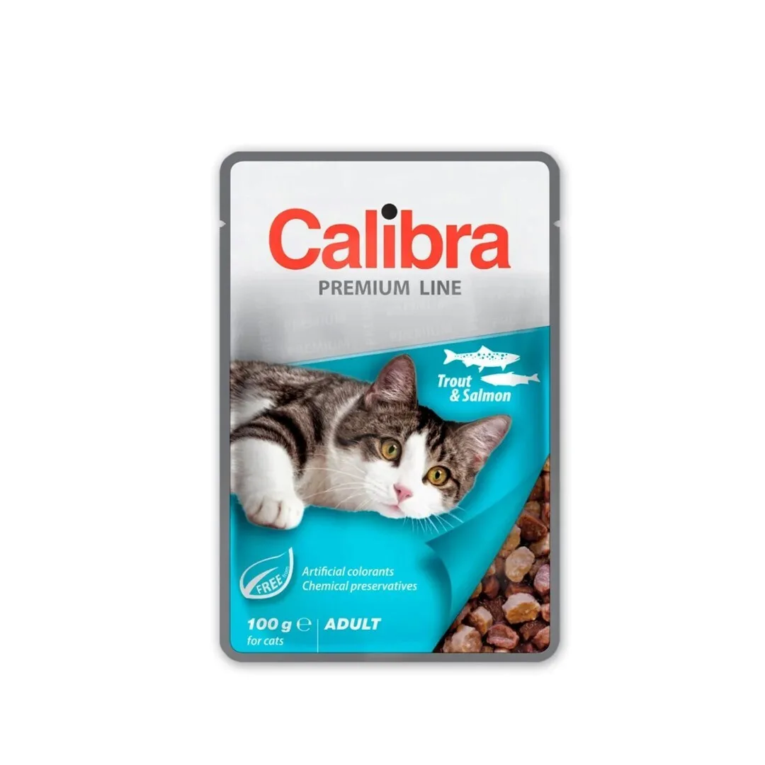Calibra Cat Premium Adult Trout & Salmon Wet Cat Food 100g - Image 1