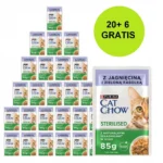 Purina Cat Chow Sterilised Lamb Green Beans In Sauce Wet Cat Food 26x85g 20 + 6 Gratis