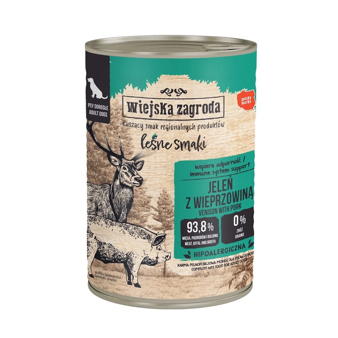 Wiejska Zagroda Forest Flavours Venison Pork Wet Dog Food 400g - Image 1