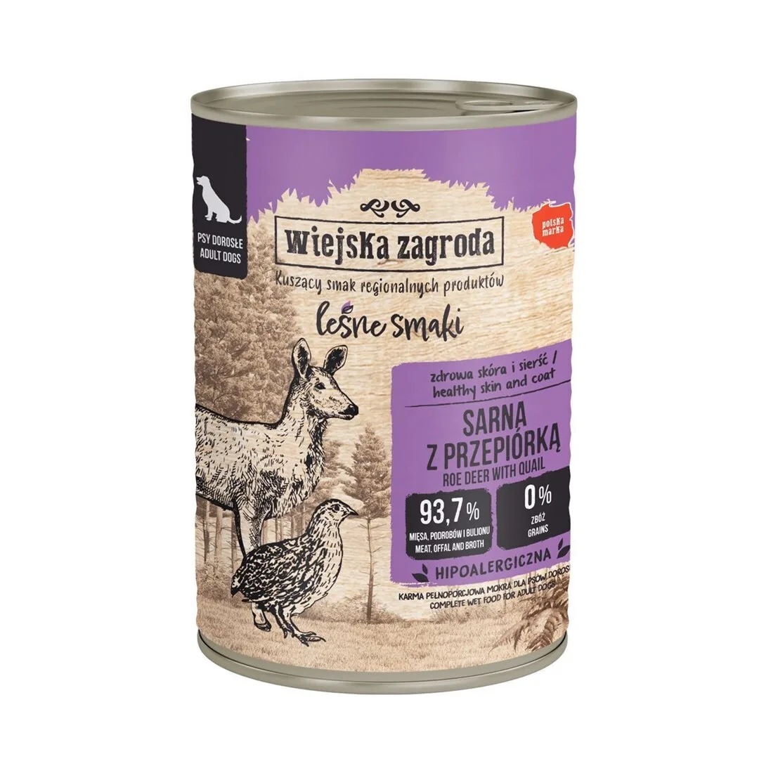 Wiejska Zagroda Forest Flavours Roe Deer A Quail Wet Dog Food 400g - Image 1