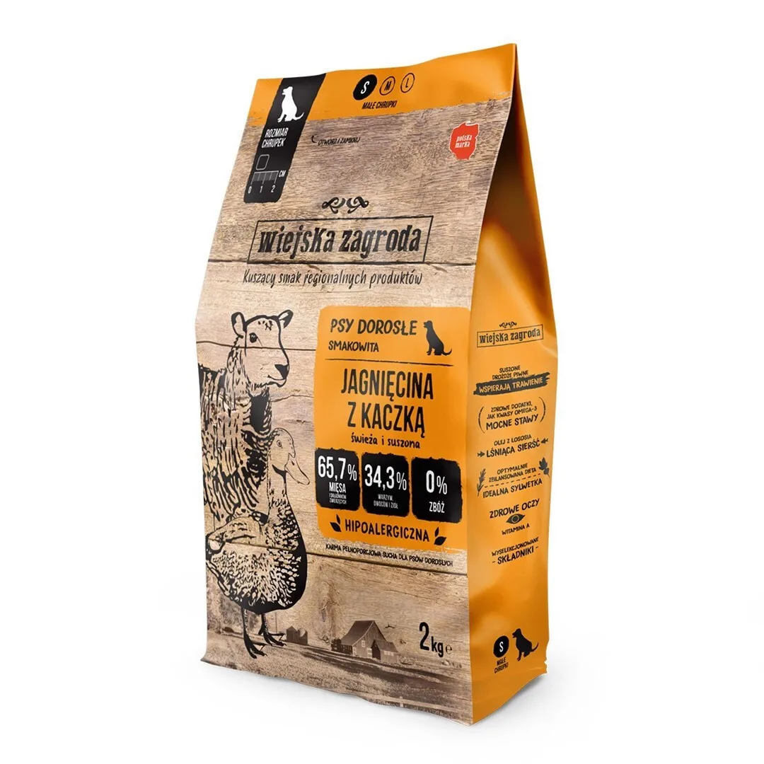 Wiejska Zagroda 2kg Ξηρά Τροφή για Ενήλικους Σκύλους με Αρνί και Πάπια - Image 1