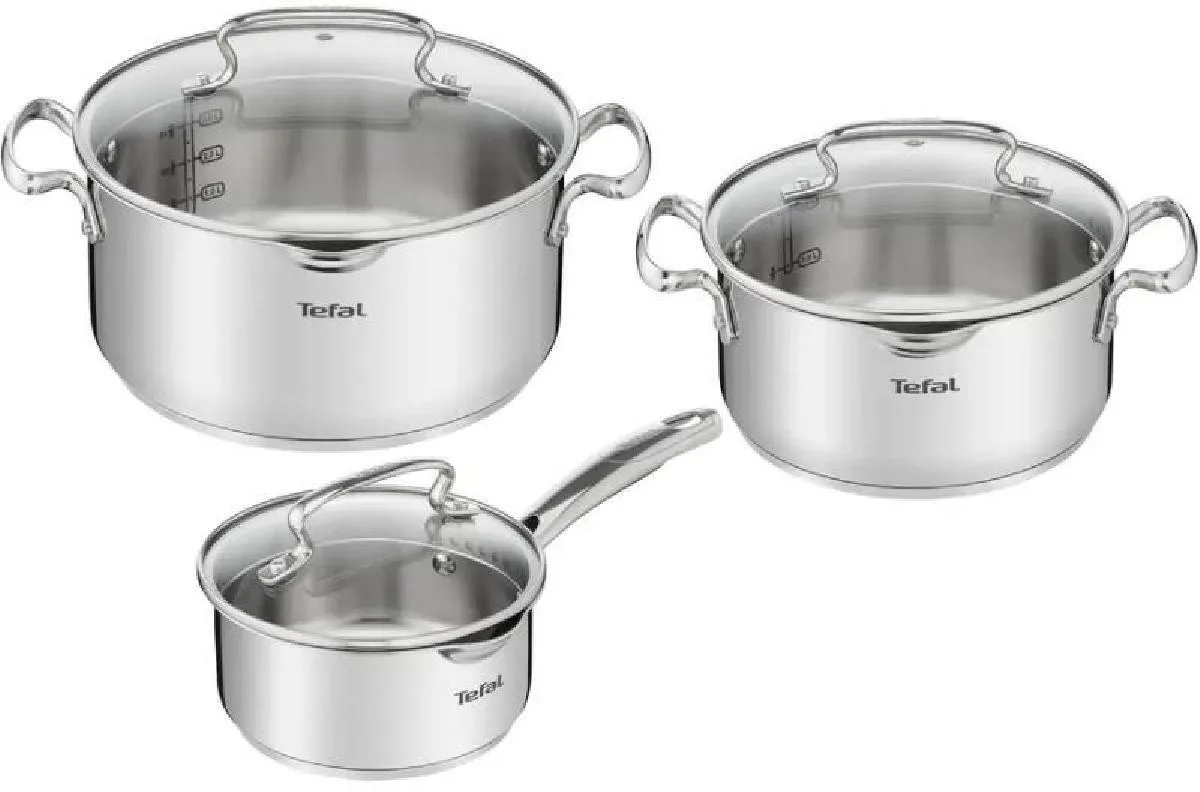 Tefal Duetto+ Σετ Κατσαρόλες από Ανοξείδωτο Ατσάλι Silver με Αντικολλητική Επίστρωση G719S674 6τμχ - Image 1