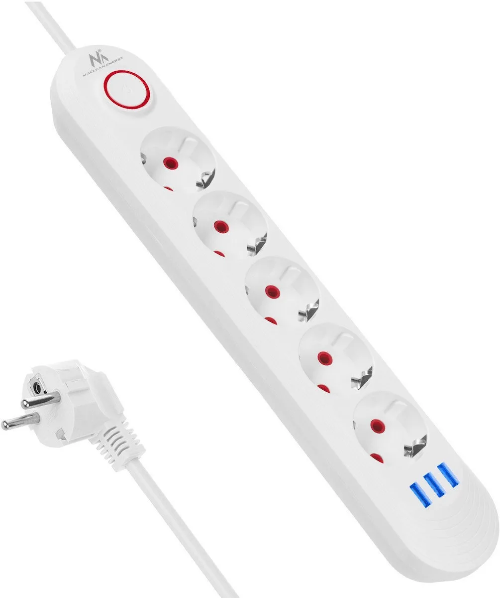 Maclean Energy Πολύπριζο 5 Θέσεων με Καλώδιο 1.5m MCE395 W - Image 1