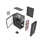 Gembird Fornax 200 Gaming Midi Tower Κουτί Υπολογιστή με Πλαϊνό Παράθυρο Μαύρο