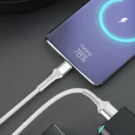 3MK LED / Braided USB 2.0 to micro USB Cable Λευκό 1m 1τμχ