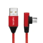 LogiLink Angle (90°) / Braided USB 2.0 to micro USB Cable Κόκκινο 1m (CU0150)