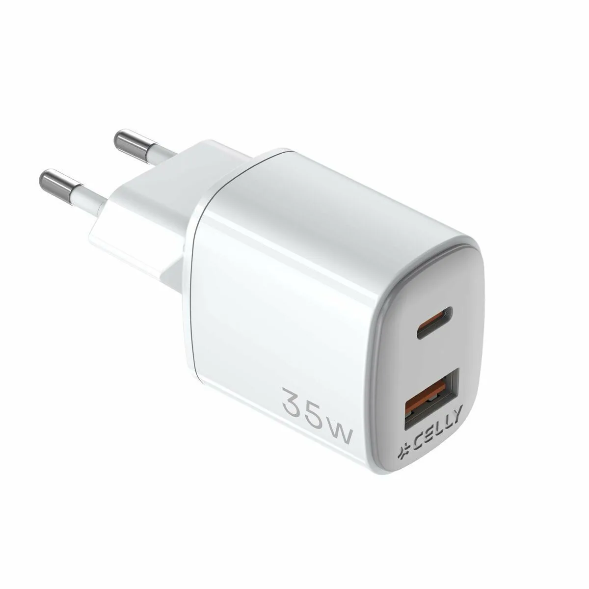 Celly Φορτιστής Χωρίς Καλώδιο GaN με Θύρα USB-A και Θύρα USB-C 35W Λευκός - Image 1