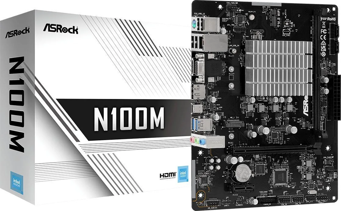 ASRock N100M SoC Motherboard Micro ATX με Intel Socket 90-MXBK80-A0UAYZ - Image 1