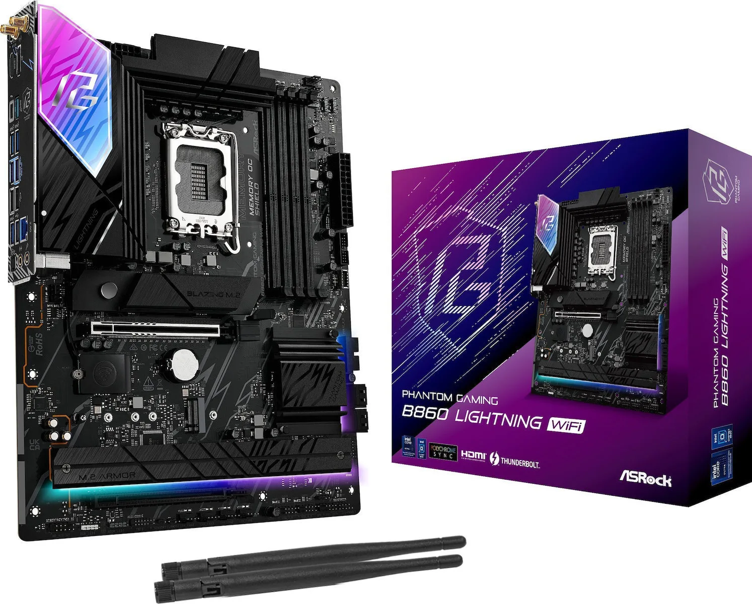 ASRock B860 Lightning WiFi Motherboard ATX με Intel 1851 Socket 90-MXBR20-A0UAYZ - Image 1