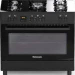 Ravanson KWGE-K90 Glass Κουζίνα 105lt με Εστίες Φυσικού Αερίου Π90εκ. Μαύρη