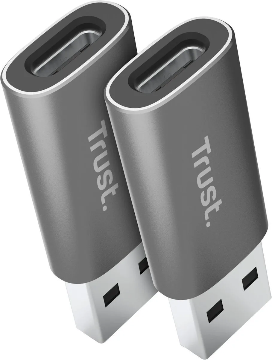 20251120153732_c33b067e Trust Μετατροπέας USB-A male σε USB-C female Γκρι 2τμχ 25573 - Image 1