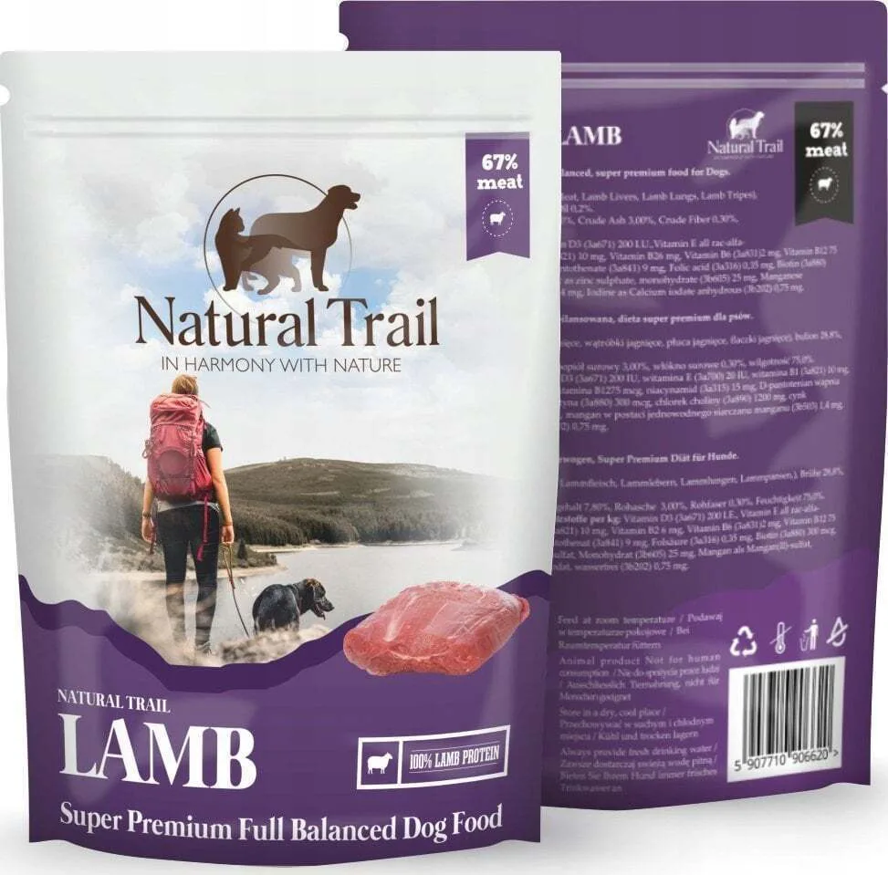 20251121121156_44eaa013 Natural Trail Υγρή Τροφή Σκύλων σε Φακελάκι με Αρνί χωρίς Σιτηρά & Γλουτένη 500gr - Image 1