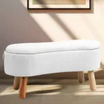 Πουφ & Παγκάκι Ξύλινα Πόδια Κομψό Design Λευκό 85x15x41cm