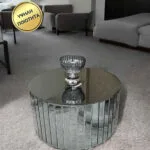 Κυκλικό Τραπέζι Σαλονιού Κρυστάλλινη Λάμψη Ασημί 80x36cm