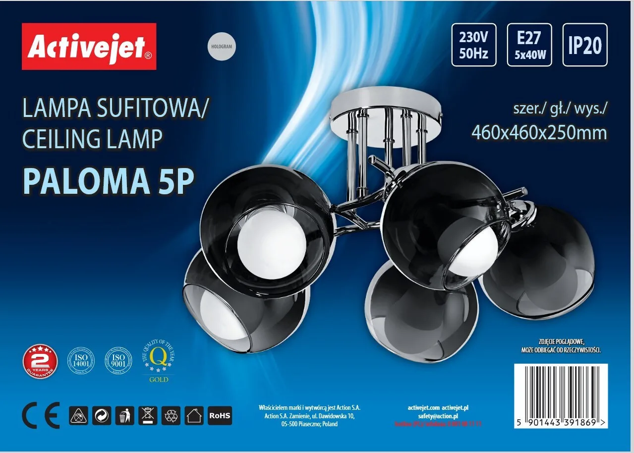 Active Jet Κρεμαστό Φωτιστικό για 5 Λαμπτήρες E27 AJE-PALOMA 5P - Image 1
