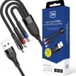 3MK USB to Lightning / Type-C / micro USB Cable Μαύρο 1.2m