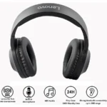 Lenovo HD116 Ασύρματα / Ενσύρματα Over Ear Ακουστικά με 24 ώρες Λειτουργίας Μαύρα