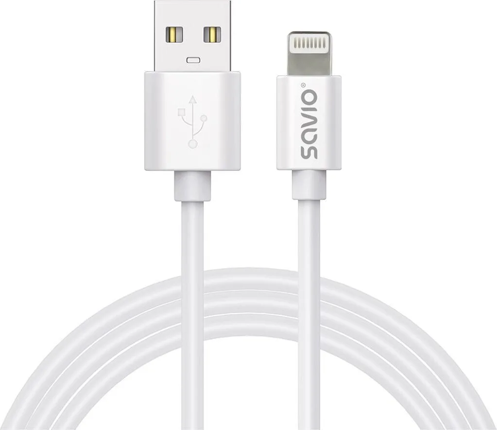 20251205121918_86d02524 Savio USB-A to Lightning Cable Λευκό 2m - Image 1