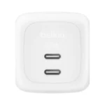Belkin Φορτιστής Χωρίς Καλώδιο GaN με 2 Θύρες USB-C 67W Power Delivery Λευκός (BoostCharge Pro)