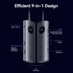 Vention 9-in-1 USB-C Docking Station με HDMI 4K PD Ethernet και σύνδεση 2 Οθονών Γκρι