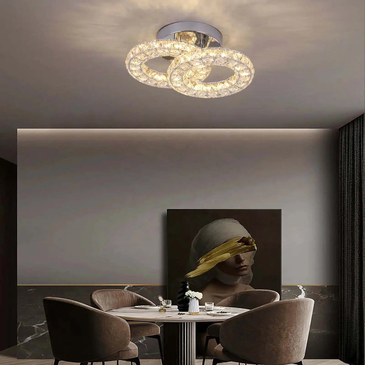 Alista Home Πλαφονιέρα Οροφής Ασημί με Ενσωματωμένο LED και Κρύσταλλα AT1CT-IM1P-HT2L-LT062CR - Image 1