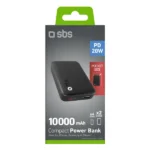 SBS Power Bank 10000mAh 20W με Θύρα USB-A και Θύρα USB-C Μαύρο