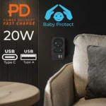 Maclean Energy Πολύπριζο 2 Θέσεων με 2 USB-A και 2 USB-C Χωρίς Καλώδιο MCE249