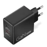 Lenovo Φορτιστής GaN με 2 Θύρες USB-C και Καλώδιο USB-C - USB-C 65W Μαύρος (40AW065BEU)