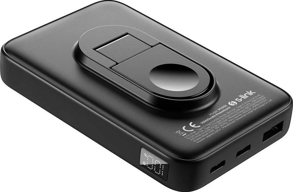 20260105163432_24078419 S-Link M1051 MagSafe Power Bank 10000mAh 15W με Θύρα USB-A και Θύρα USB-C Power Delivery / Quick Charge 3.0 Μαύρο - Image 1
