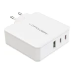 LC-Power Φορτιστής Χωρίς Καλώδιο GaN με Θύρα USB-A και 2 Θύρες USB-C 100W Power Delivery Λευκός (LC-GAN-100)