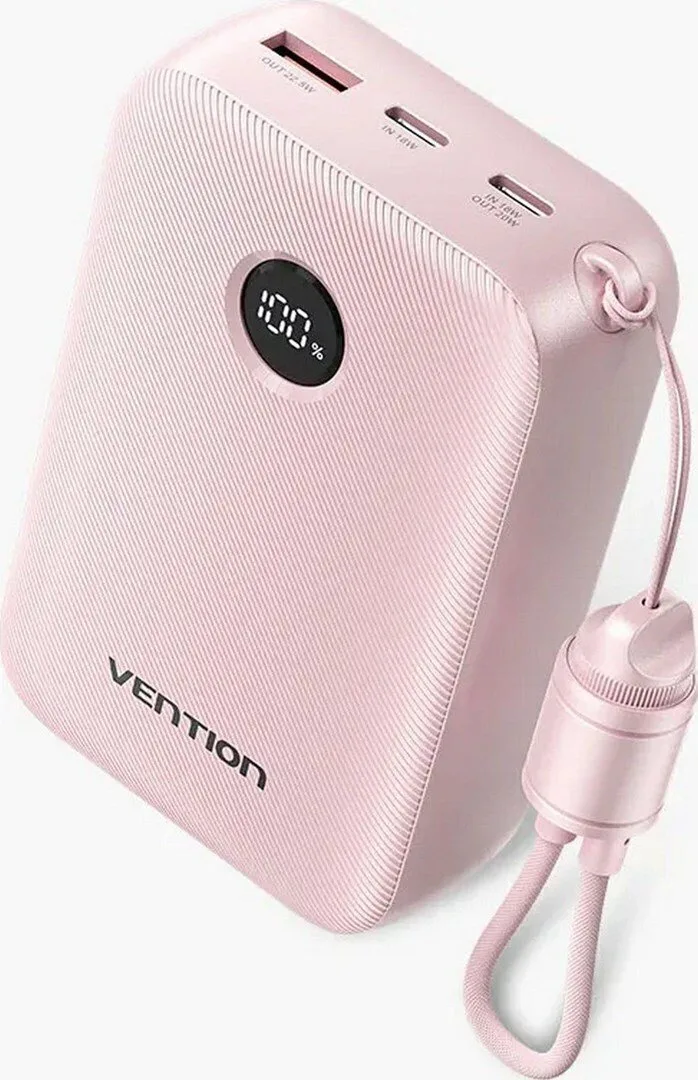 Vention Power Bank 20000mAh 22.5W με Θύρα USB-A και Θύρα USB-C Ροζ - Image 1