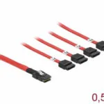 DeLock Mini SAS - 7-Pin SATA III Cable 50cm Κόκκινο (83057)