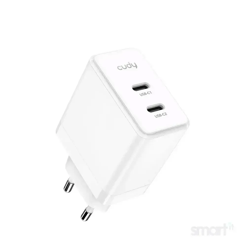 Cudy Φορτιστής Χωρίς Καλώδιο GaN με 2 Θύρες USB-C Power Delivery Λευκός (CH40) - Image 1