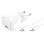 Belkin Φορτιστής με Θύρα USB-C και Καλώδιο USB-C - Lightning 30W Power Delivery Λευκός (BOOST Charge)