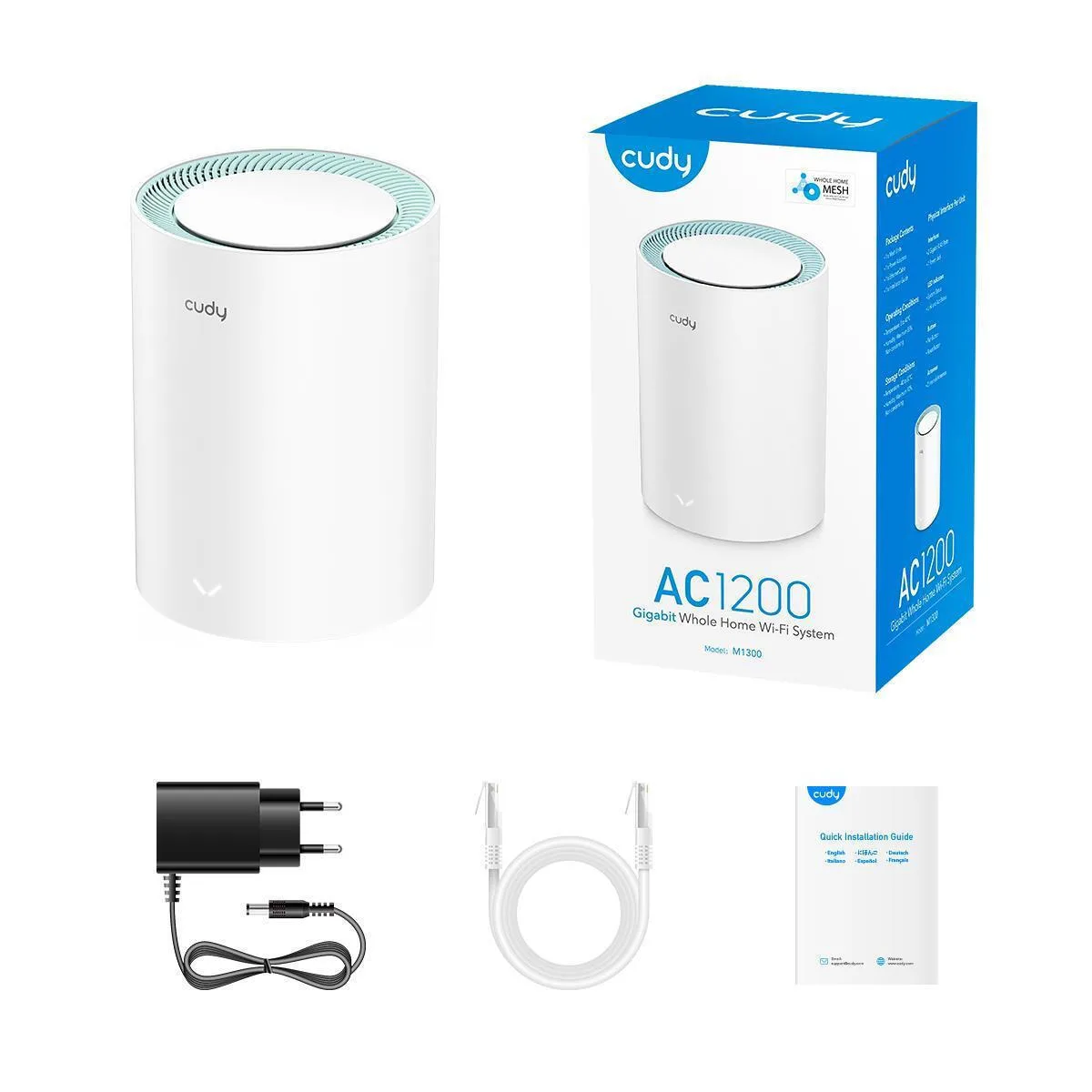 Cudy M1300 v1 WiFi Mesh Network Access Point Wi‑Fi 5 Dual Band (2.4 & 5GHz) Λευκό - Image 1