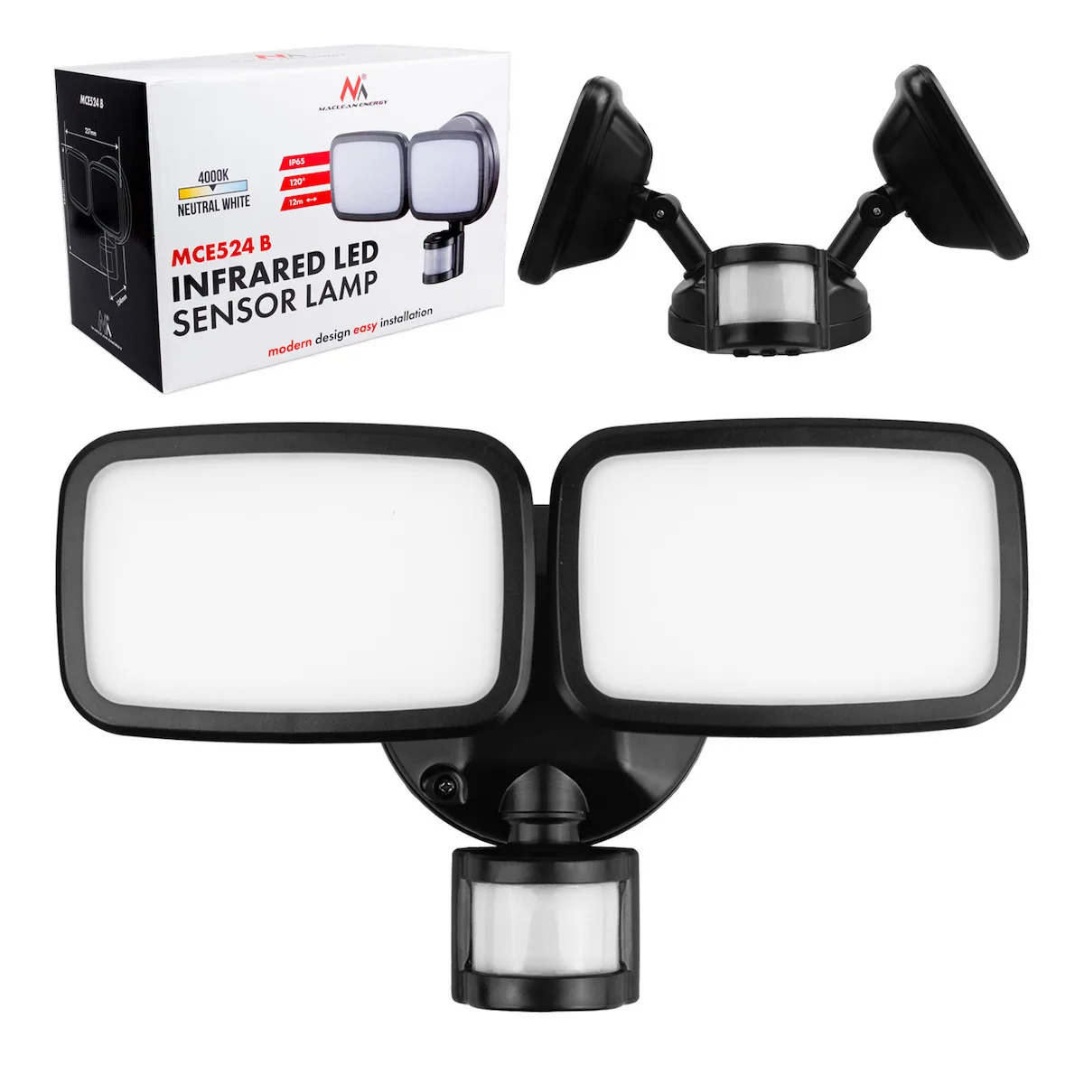 Maclean Energy Επιτοίχιο Εξωτερικό Φωτιστικό LED IP65 20W με Φυσικό Λευκό Φως MCE524 B - Image 1