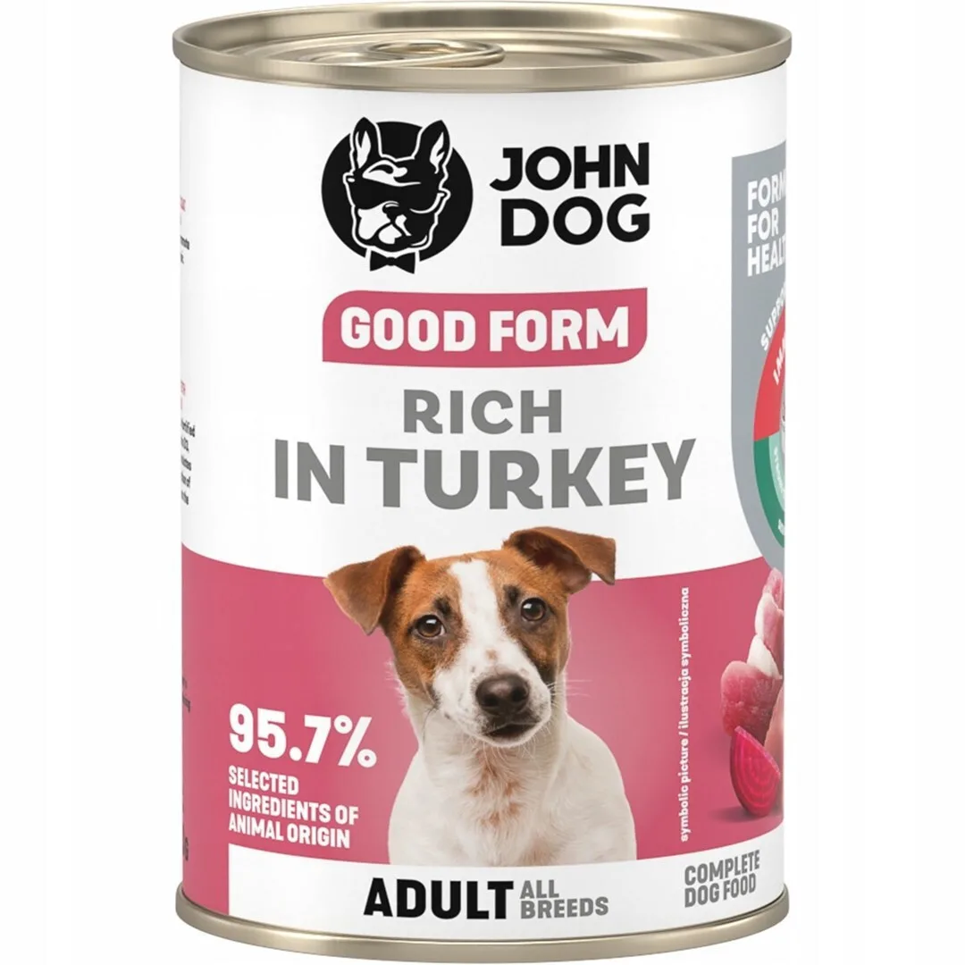 John Dog Υγρή Τροφή Σκύλων με Γαλοπούλα χωρίς Σιτηρά 400gr - Image 1