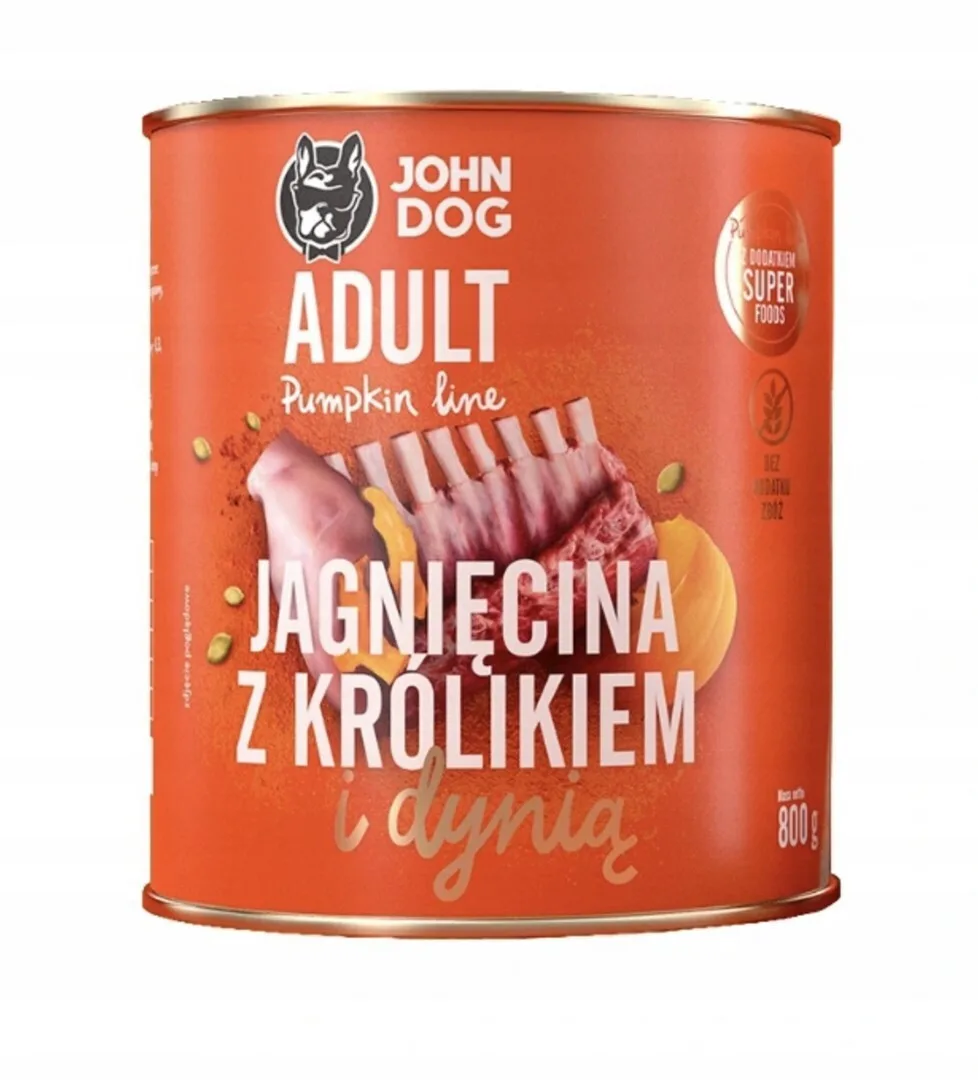 John Dog Υγρή Τροφή Σκύλων με Κολοκύθα, Αρνί και Κουνέλι χωρίς Σιτηρά 800gr - Image 1
