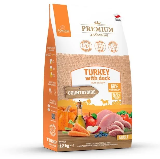Pokusa 12kg Ξηρά Τροφή χωρίς Σιτηρά για Ενήλικους Σκύλους Μεσαίων & Μεγαλόσωμων Φυλών με Γαλοπούλα και Πάπια - Image 1