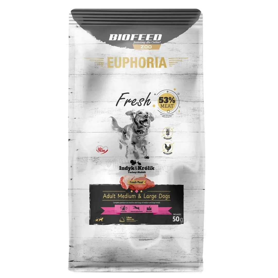 Biofeed Euphoria 25kg Ξηρά Τροφή για Ενήλικους Σκύλους Μεσαίων & Μεγαλόσωμων Φυλών με Κρέας, Γαλοπούλα, Κουνέλι και Λαγό - Image 1