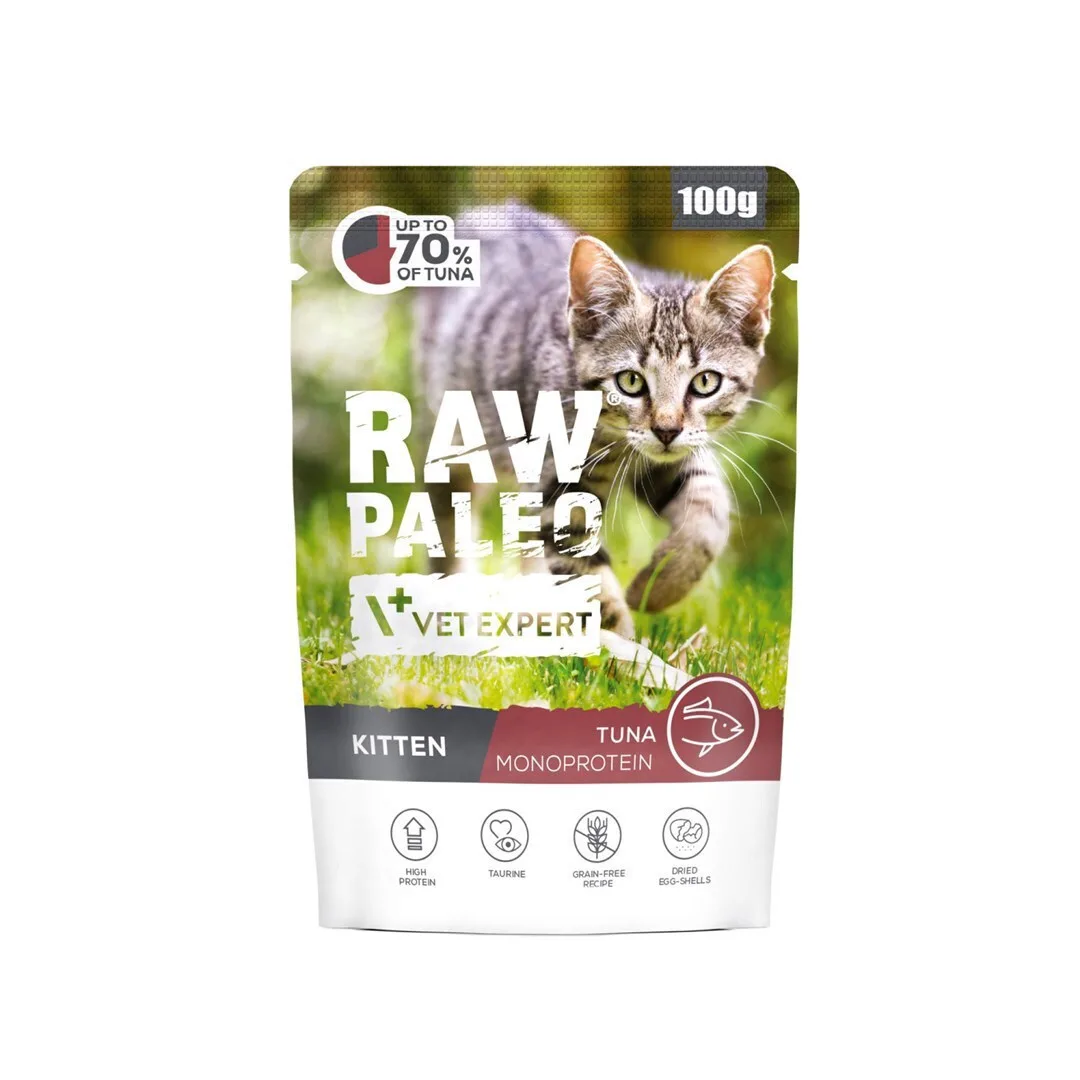 VetExpert Raw Paleo Υγρή Τροφή για Ανήλικες Γάτες με Τόνο χωρίς Σιτηρά 100gr - Image 1