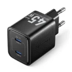 Vention Φορτιστής Χωρίς Καλώδιο GaN με 2 Θύρες USB-C 45W Power Delivery Μαύρος (FEFB0-EU)