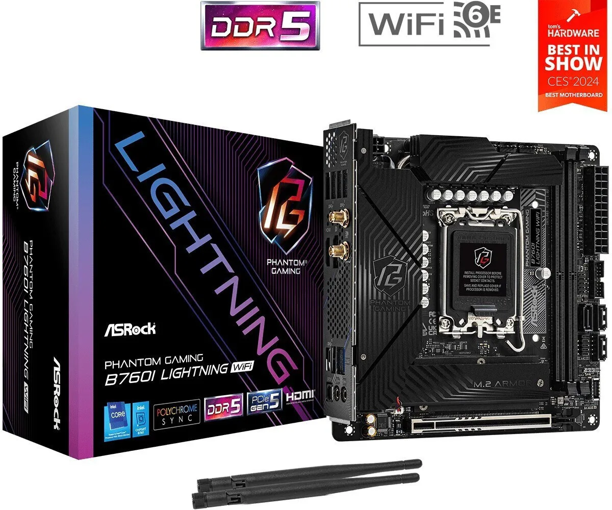 ASRock B760I Lightning WiFi Motherboard Micro ATX με Intel 1700 Socket 90-MXBNN0-A0UAYZ - Image 1