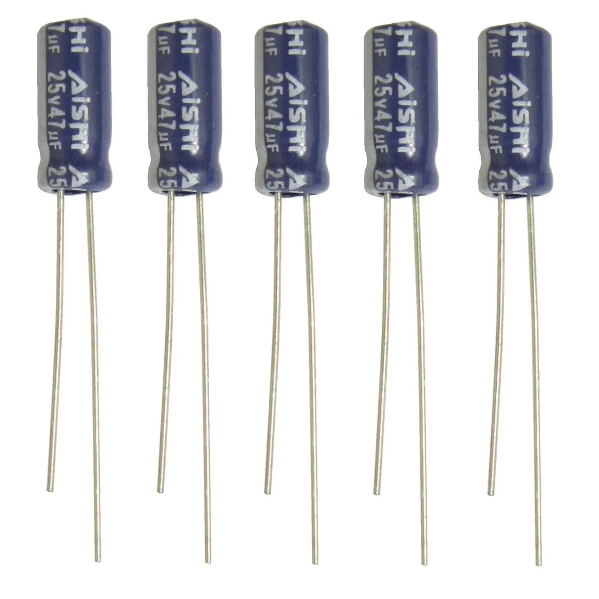 5 Τεμάχια 47μf 25v ; Aishi Σειρά Rs; Low Impedance; Ø5x11mm; Pitch:2mm; 5000h @ 105°c 47uf 25v Ηλεκτρολυτικοί Πυκνωτές - Image 1